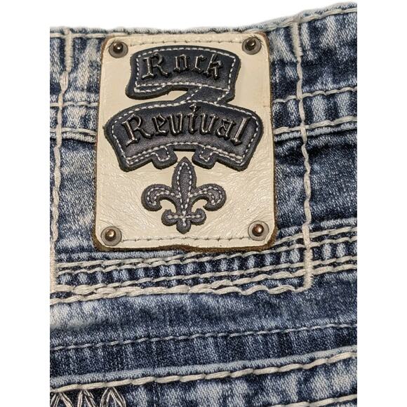 Rock Revival Ecton Slim Boot Denim Shorts Size 34 Distressed Cut-Off Jean Shorts - Picture 9 of 16